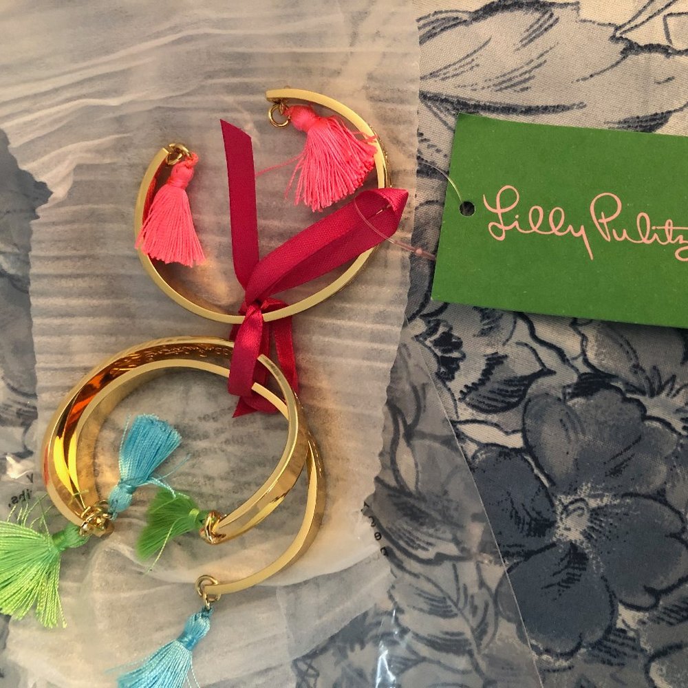 Lilly Pulitzer Gold Tassel Bangle Set